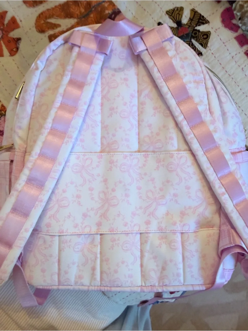 STATE Pink Plaid & Bow Heart Patch Kids Backpack